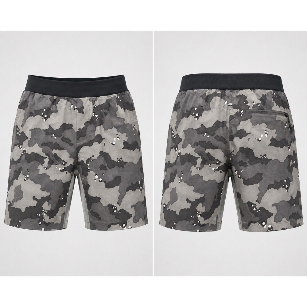 Fabletics The Fundamental Shorts Unlined Gray Camo Athletic Mens Shorts Sz L Gym